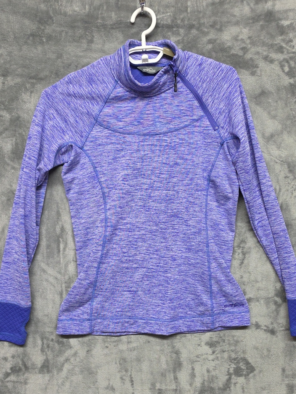 Eddie Bauer Purple/Blue Heather Long-Sleeve Quarter-Zip Fleece Top sz Med